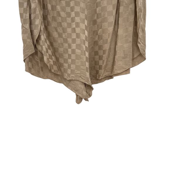 Lunya Silk Checkered Jacquard Silk Short Set Beige Tan Gold Plus Size 1X - Picture 10 of 16